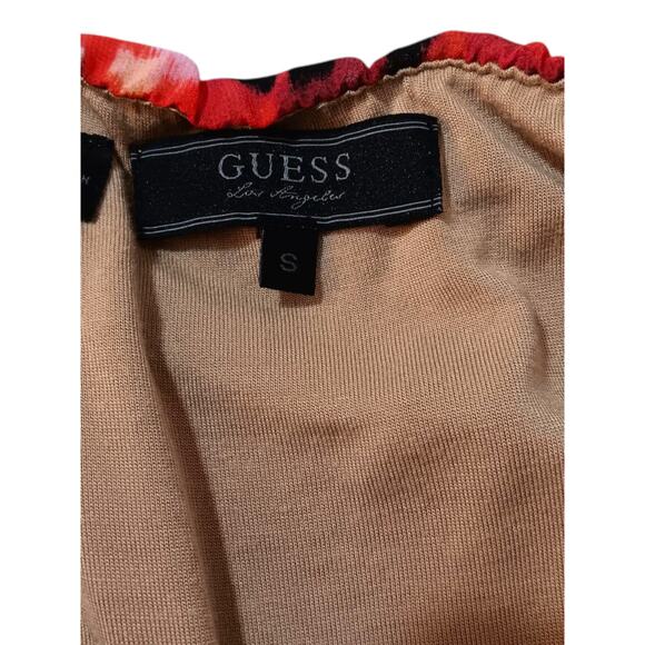 GUESS Flowy Maxi Midi Dress S Floral Bright Tropical Travel Vacation Trip Party - Picture 6 of 11